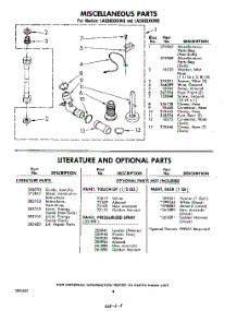 08 - Miscellaneous , Literature And Optional parts for Whirlpool Washer LA5880XKW0 / from AppliancePartsPros.com
