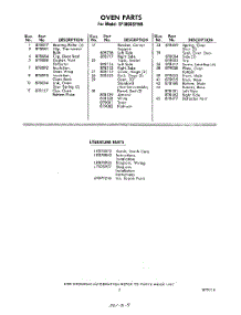 03 - Literature parts for Whirlpool Range SF3000SPW0 / from AppliancePartsPros.com