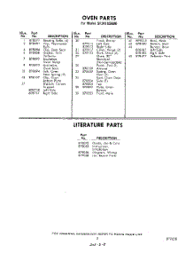 03 - Literature parts for Whirlpool Range SF3010SKN0 / from AppliancePartsPros.com