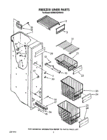 05 - Freezer Liner parts for Kitchenaid Refrigerator KSRB25QXAL00 / from AppliancePartsPros.com
