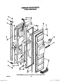 08 - Freezer Door parts for Kitchenaid Refrigerator KSRB27QWAL00 / from AppliancePartsPros.com