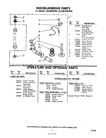 09 - Miscellaneous , Literature And Optional parts for Whirlpool Washer LA6705XKW0 / from AppliancePartsPros.com