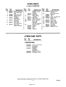 03 - Literature parts for Whirlpool Range SF304BEPW0 / from AppliancePartsPros.com