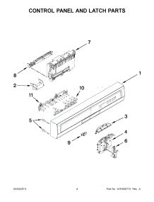 02 - Control Panel And Latch Parts parts for Whirlpool Dishwasher WDF510PAYT8 / from AppliancePartsPros.com