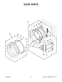 04 - Door Parts parts for Whirlpool Dryer WGD70HEBW0 / from AppliancePartsPros.com