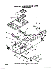 06 - Cooktop And Manifold, Lit / Optional parts for Whirlpool Range SF3100EWN1 / from AppliancePartsPros.com