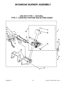 05 - W10480349 Burner Assembly parts for Whirlpool Dryer WGD9051YW2 / from AppliancePartsPros.com