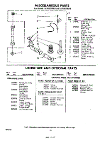 10 - Miscellaneous , Literature And Optional parts for Whirlpool Washer LA7685XKW0 / from AppliancePartsPros.com