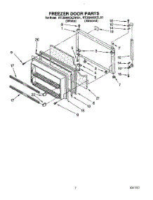 06 - Freezer Door parts for Whirlpool Refrigerator RT20AKXZL01 / from AppliancePartsPros.com