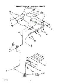 04 - Manifold And Burner parts for Whirlpool Range SF317PCYN0 / from AppliancePartsPros.com
