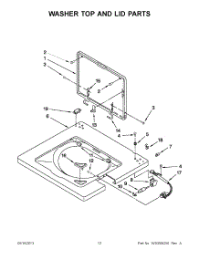 06 - Washer Top And Lid Parts parts for Whirlpool Washer Dryer Combo WGT3300XQ2 / from AppliancePartsPros.com