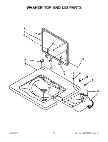 06 - Washer Top And Lid Parts parts for Whirlpool Washer Dryer Combo WET3300XQ1 / from AppliancePartsPros.com