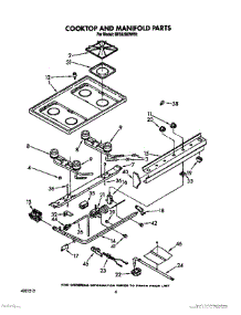 05 - Cooktop And Manifold, Lit / Optional parts for Whirlpool Range SF332BEWN1 / from AppliancePartsPros.com