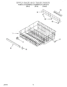 10 - Upper Rack And Track parts for Kitchenaid Dishwasher KUDY25SHBT0 / from AppliancePartsPros.com