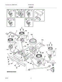 05 - Burner parts for Frigidaire Cooktop EW36GC55GS3 / from AppliancePartsPros.com