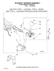 04 - W10293911 Burner Assembly parts for Maytag Dryer MGDE251YG0 / from AppliancePartsPros.com