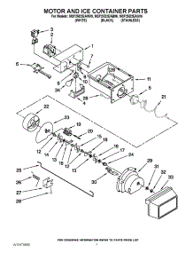 05 - Motor And Ice Container Parts parts for Maytag Refrigerator MSF25D2EAB00 / from AppliancePartsPros.com