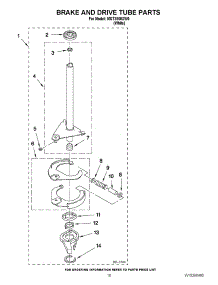 12 - Brake And Drive Tube Parts parts for Maytag Washer Dryer Combo MGT3800XW0 / from AppliancePartsPros.com