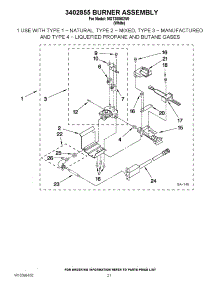 15 - 3402855 Burner Assembly parts for Maytag Washer Dryer Combo MGT3800XW0 / from AppliancePartsPros.com