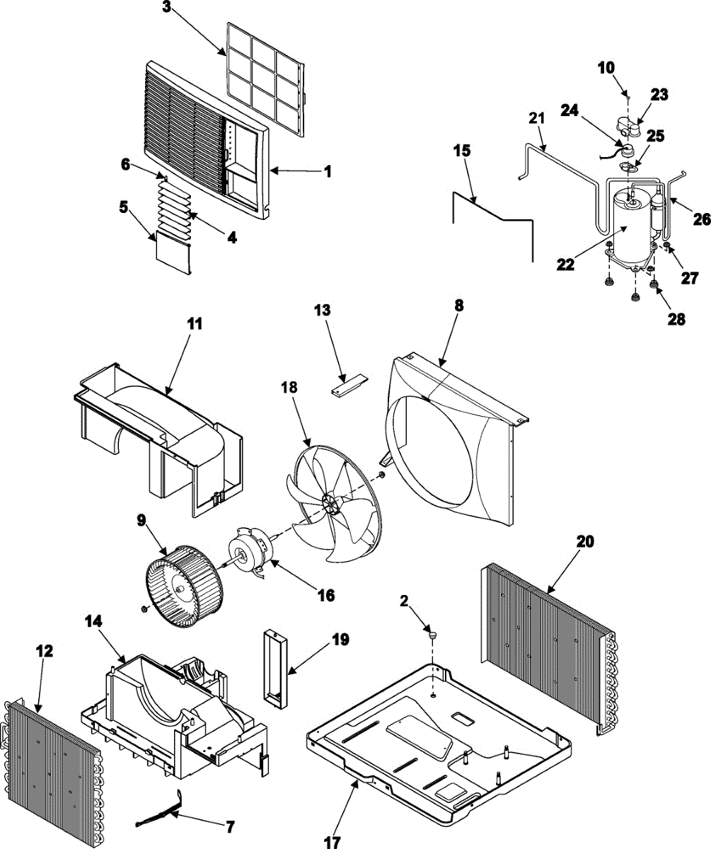 Parts for Samsung AW0800: Air Conditioner Chassis Assembly Parts ...