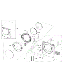 Frame Front & Door parts for Samsung Dryer DV42H5000GW/A3-0000 / from AppliancePartsPros.com