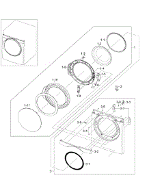 Frame Front & Door parts for Samsung Dryer DV448AGW/XAA-0002 / from AppliancePartsPros.com