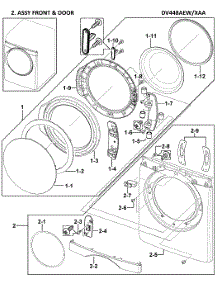 Front Assy parts for Samsung Dryer DV448AEW/XAA-0000 / from AppliancePartsPros.com