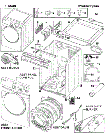 Main Assy parts for Samsung Dryer DV448AGE/XAA-0000 / from AppliancePartsPros.com