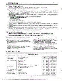 Precautions / Specifications parts for Samsung Microwave MC6566W/XAA / from AppliancePartsPros.com