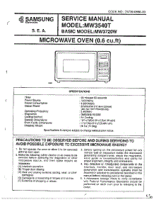 Microwave Oven parts for Samsung Microwave MW3540T/XAA / from AppliancePartsPros.com