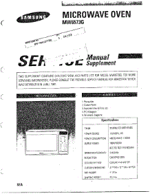 Microwave Oven / Contents / Specs parts for Samsung Microwave MW6573G/XAA / from AppliancePartsPros.com