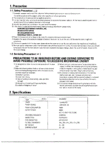 Oven  Precaution / Specifications parts for Samsung Microwave MW3050W/XAA / from AppliancePartsPros.com