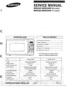Oven  Microwave Service Manual Information parts for Samsung Microwave MW5330T/XAA / from AppliancePartsPros.com