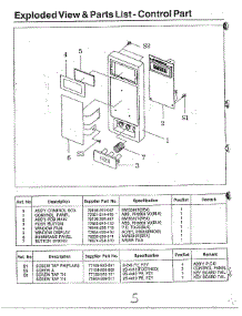 Exploded View - Control Part parts for Samsung Microwave MW5510T/XAA / from AppliancePartsPros.com