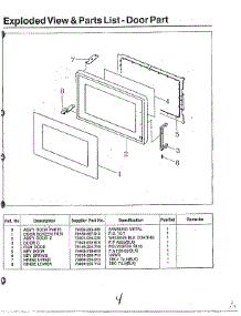 Exploded View - Door Part parts for Samsung Microwave MW5510T/XAA / from AppliancePartsPros.com