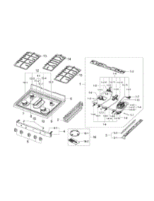Cook Top Assy parts for Samsung Range NX58F5700WS/AA-0000 / from AppliancePartsPros.com