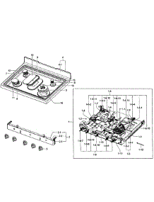 Gas  Cooktop Assy parts for Samsung Range FX710BGS/XAC-0000 / from AppliancePartsPros.com