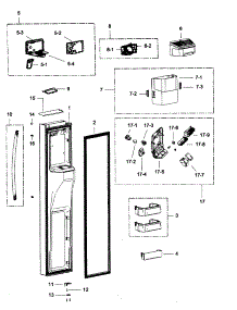 Left Door parts for Samsung Refrigerator RSG307AABP/XAA-0001 / from AppliancePartsPros.com