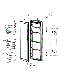 Right Door parts for Samsung Refrigerator RS265TDRS/XAA / from AppliancePartsPros.com