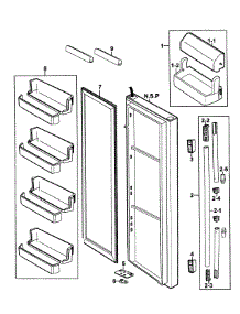 Right Door parts for Samsung Refrigerator RS269LARS/XAA-0000 / from AppliancePartsPros.com