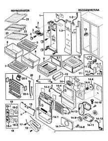 Cabinet parts for Samsung Refrigerator RS2556WW/XAA-0000 / from AppliancePartsPros.com