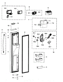 Left Door parts for Samsung Refrigerator RSG307AAWP/XAA / from AppliancePartsPros.com