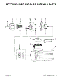 03 - Motor Housing And Burr Assembly Parts parts for Whirlpool Coffee Grinder 5KCG0702EER0 from AppliancePartsPros.com