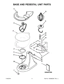 05 - Base And Pedestal Unit Parts parts for Whirlpool Mixer 5KSM155GBABK0 from AppliancePartsPros.com