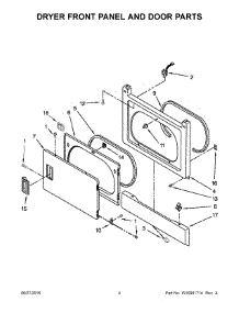 03 - Dryer Front Panel And Door Parts parts for Whirlpool Washer Dryer Combo 7MWET3300EQ1 from AppliancePartsPros.com