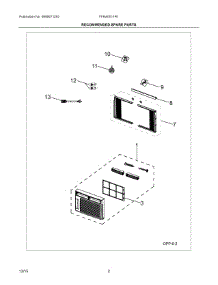 02 - Recommended Spare Parts parts for Electrolux Air Conditioner FFRA0511R16 from AppliancePartsPros.com