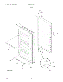 03 - Door parts for Frigidaire Freezer FFU13M3HW3 from AppliancePartsPros.com