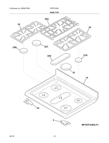09 - Main Top parts for Frigidaire Range FGGF304DLW4 from AppliancePartsPros.com