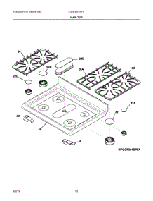 05 - Main Top parts for Electrolux Range FGGF304DPFA from AppliancePartsPros.com