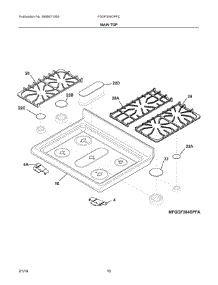 05 - Main Top parts for Electrolux Range FGGF304DPFC from AppliancePartsPros.com